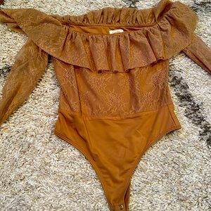 Off the shoulder lace bodysuit